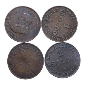 reverse: STATO PONTIFICIO PIO IX (1846-1870) 1 SOLDO 1866-1866-1867-1867 CU. LOTTO 4 MONETE VARIE CONSERVAZIONI 