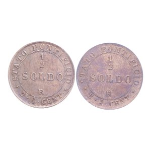 reverse: STATO PONTIFICIO PIO IX (1846-1870) 1/2 SOLDO 1867 CU. LOTTO 2 MONETE VARIE CONSERVAZIONI