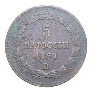 reverse: STATO PONTIFICIO PIO IX (1846-1870) 5 BAIOCCHI 1850 ROMA AN. V R CU. 41,14 GR. qBB