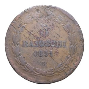 reverse: STATO PONTIFICIO PIO IX (1846-1870) 5 BAIOCCHI 1851 ROMA AN. V NC CU. 38,51 GR. MB-BB