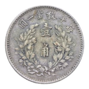 reverse: CINA YUAN SHIH KAI 10 CENT 1912 AG. 2,67 GR. BB+