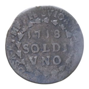 reverse: VITT. AMEDEO II (1675-1730) SOLDO 1718 R CU. 1,51 GR. MIR. 888b MB/MB+