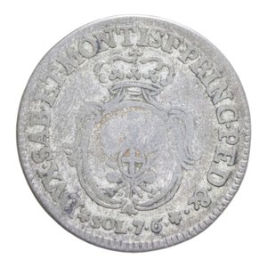 reverse: CARLO EMANUELE III (1730-1773) 7,6 SOLDI 1755 NC 4,27 GR. MIR. 950A qBB