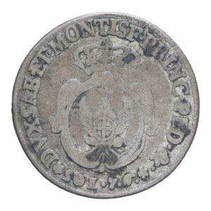 reverse: CARLO EMANUELE III (1730-1773) 7,6 SOLDI 1757 NC 4,11 GR. MIR. 950c MB-MB+