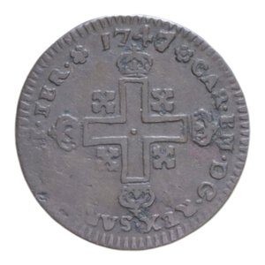 reverse: CARLO EMANUELE III (1730-1773) SOLDO 1747 RR CU. 1,85 GR. MIR. 939j BB
