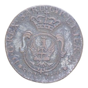 reverse: CARLO EMANUELE IV (1796-1800) 7,6 SOLDI 1800 NC MI. 4,73 GR. qBB