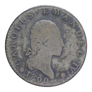 obverse: CARLO EMANUELE IV (1796-1800) 7,6 SOLDI 1800 NC MI. 4,32 GR. MB-BB