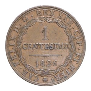 reverse: CARLO FELICE (1821-1831) 1 CENT. 1826 TORINO CU. 2,06 GR. BB-SPL