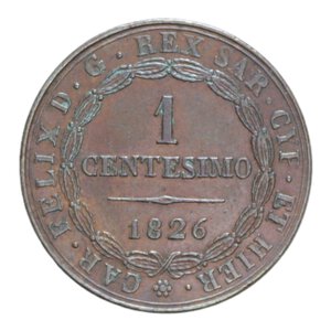reverse: CARLO FELICE (1821-1831) 1 CENT. 1826 TORINO CU. 1,95 GR. qSPL