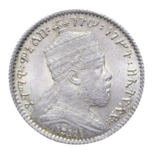obverse: ETIOPIA MENELIK II GERSH 1889-1913 AG. 1,42 GR. FDC