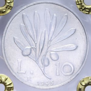 reverse: 10 LIRE 1946 ULIVO R IT. 3 GR. BB-SPL (SIGILLATA CAVALIERE)