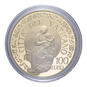reverse: BENEDETTO XVI (2005-2013) 100 EURO 2012 RAFFAELE MADONNA DI FOLIGNO AU. 30 GR. 999 ESEMPLARI IN COFANETTO E SCATOLA PROOF