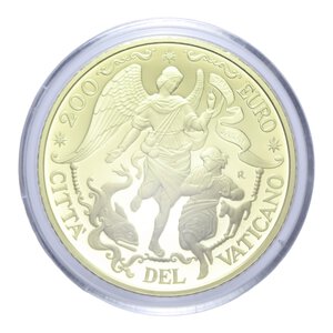 reverse: FRANCESCO (2013-OGGI) 200 EURO 2021 GLI ARCANGELI RAFFAELE AU. 40 GR. 499 ESEMPLARI IN COFANETTO E SCATOLA PROOF