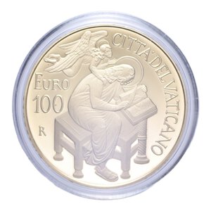 reverse: FRANCESCO (2013-OGGI) 100 EURO 2015 GLI EVANGELISTI SAN MATTEO  AU. 30 GR. 999 ESEMPLARI IN COFANETTO E SCATOLA PROOF