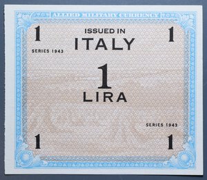 reverse: REGNO D ITALIA OCCUPAZIONE AMERICANA 1 LIRA 1943 MONOLINGUA AM-LIRE SENZA SERIE NON EMESSO RRRRR FDS