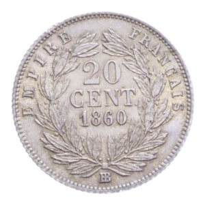 reverse: FRANCIA NAPOLEONE III 20 CENT. 1860 AG. 1 GR. qFDC