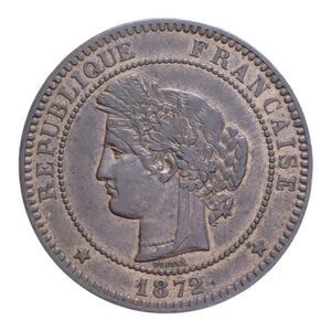 obverse: FRANCIA REPUBBLICA 10 CENT. 1872 CU. 9,98 GR. SPL-FDC