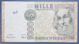 reverse: REPUBBLICA ITALIANA 1000 LIRE 1988 MARCO POLO SERIE SOSTITUTIVA XE-A RRR qBB/BB (SCRITTA)