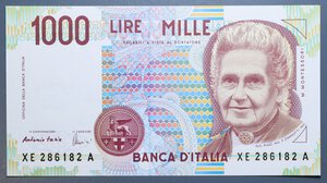 reverse: REPUBBLICA ITALIANA 1000 LIRE 1995 MONTESSORI SERIE SOSTITUTIVA XE-A FDS