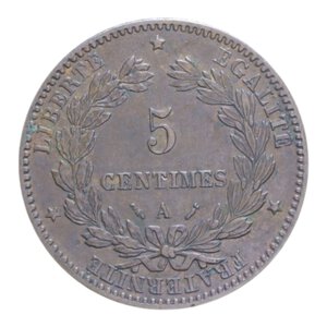 reverse: FRANCIA REPUBBLICA 5 CENT. 1881 CU. 5,02 GR. SPL