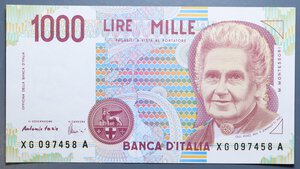 reverse: REPUBBLICA ITALIANA 1000 LIRE 1998 MONTESSORI SERIE SOSTITUTIVA XG-A FDS