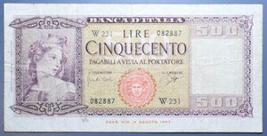 reverse: REPUBBLICA ITALIANA 500 LIRE 1961 ITALIA ORNATA DI SPIGHE SERIE SOSTITUTIVA W RRR MB-BB