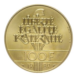 reverse: FRANCIA 100 FRANCS 1989 AU. 17,05 GR. 1000 ESEMPLARI FDC
