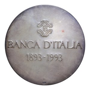 reverse: MEDAGLIA BANCA D ITALIA 1893-1993 CENTENARIO AG. 148,26 GR. 58,2 MM. FDC IN COFANETTO 