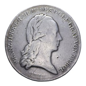 obverse: MEDAGLIA AUSTRIA FRANCESCO II 1797 AL MERITO CHIAMATA ALLE ARMI IN TIROLO RR AG. 16,59 GR. 39 MM. qBB (COLPI)