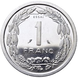 reverse: AFRICA CENTRALE. 1 Franc 1974 Essai. FDC