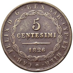reverse: Vittorio Emanuele II . Re Eletto (1859-1861). 5 centesimi 1826 Bologna. Gig. 20. rara. MB-BB