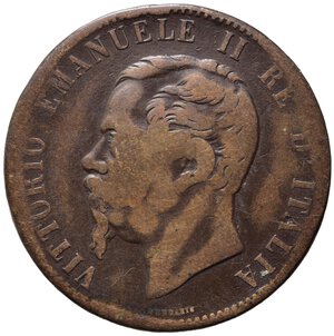 obverse: Vittorio Emanuele II. 10 centesimi 1867 con contromarca coeva BRESCIA. MB