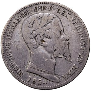 reverse: Vittorio Emanuele II. Regno di Sardegna (1849-1861). 2 lire 1854 Torino. Ag. Gig. 57. R2. MB