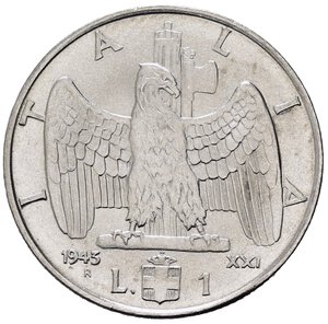 reverse: Vittorio Emanuele III (1900-1943). 1 lira 1943 