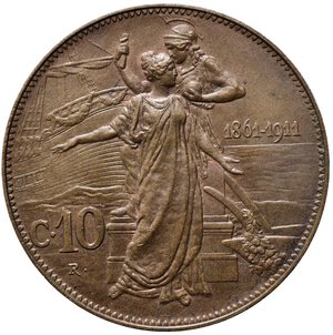 reverse: Vittorio Emanuele III (1900-1943). 10 centesimi 1911 