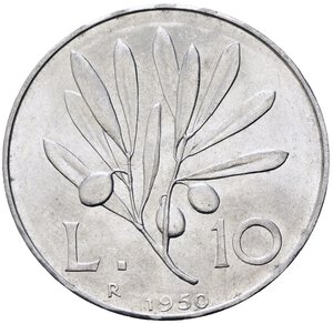 reverse: Repubblica Italiana. 10 lire 1950. FDC