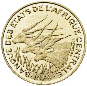 obverse: AFRICA CENTRALE. 10 Francs 1974 Essai. FDC
