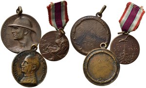 obverse: Medaglie. Lotto di 3 medaglie. Al Fante Eroico; Alpini; Vittorio Emanuele III. BB