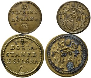 obverse: Pesi Monetali. Lotto di 2 pesi monetali dello Stato Pontificio (Benedetto XIII, Zecchino Romano, 3.42 g; Alessandro VII, 6.69 g). BB