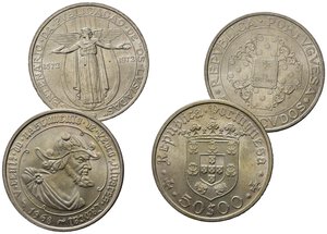 obverse: PORTOGALLO. Lotto di 2 monete Ag. 50 escudos 1968 e 1972. FDC