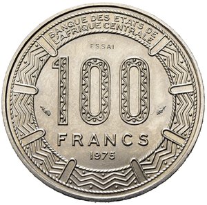 reverse: CAMERUN. 100 Francs 1975 Essai. FDC