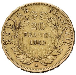 reverse: FRANCIA. Napoleone III. 20 Francs 1860 A. Au. BB
