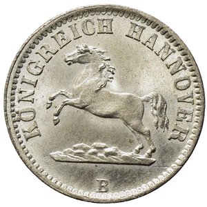 obverse: GERMANIA. Hannover. 1/2 groschen 1864 B. Ag. FDC
