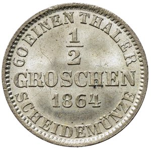 reverse: GERMANIA. Hannover. 1/2 groschen 1864 B. Ag. FDC