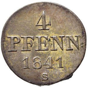 reverse: GERMANIA. Hannover. 4 Pfennig 1841 S. Ag (0,92 g). KM#177.2. SPL
