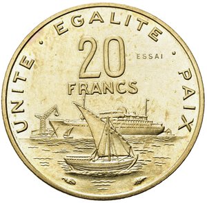 reverse: GIBUTI (Djibouti). 20 francs 1977 Essai. FDC