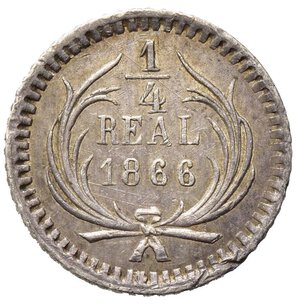 reverse: GUATEMALA. 1/4 Real 1866. Ag. SPL