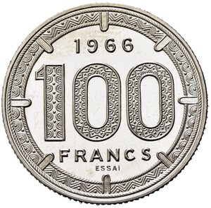 reverse: AFRICA EQUATORIALE. 100 Francs 1966 Essai. FDC