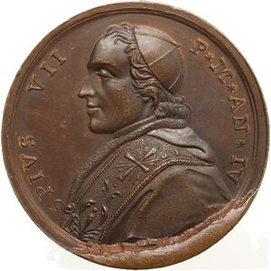 obverse: Pio VII (1800-1823), Barnaba Chiaramonti. Medaglia annuale A. IV
