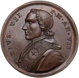 obverse: Pio VII (1800-1823), Barnaba Chiaramonti. Medaglia annuale A. VII
